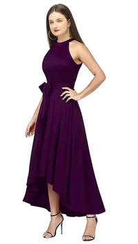 QUEEN ELLIE Women's Western High Low Knee Long One Piece Dress - L