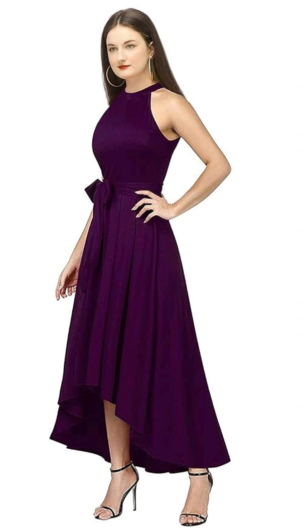 QUEEN ELLIE Women's Western High Low Knee Long One Piece Dress - L