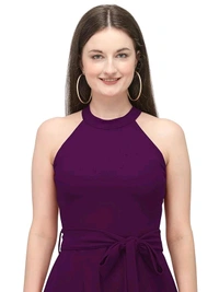 QUEEN ELLIE Women's Western High Low Knee Long One Piece Dress - L