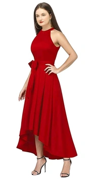 QUEEN ELLIE Women's Western High Low Knee Long One Piece Dress - M