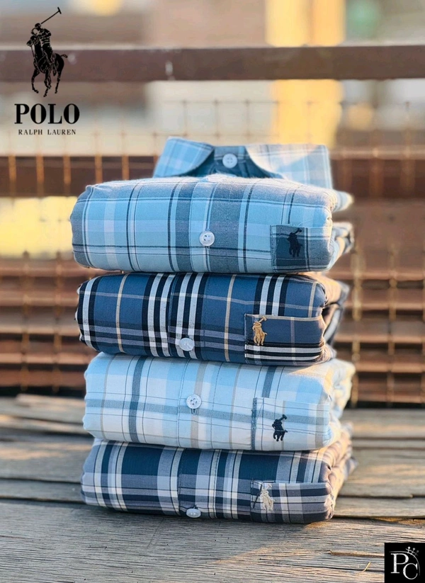 R L POLO Premium Men's Checkered Plaid Shirt Pack Of 4 - M