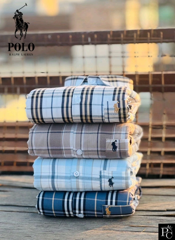 R L POLO Premium Men's Checkered Plaid Shirt Pack Of 4 - M