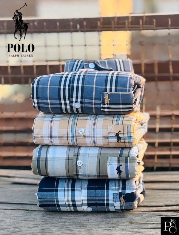 R L POLO Premium Men's Checkered Plaid Shirt Pack Of 4 - L