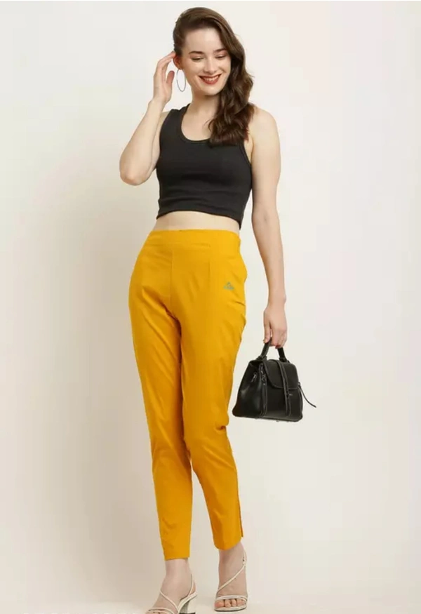 Neha Collection Women's Lycra Casual Cotton Jegging Pants - Mustered, L