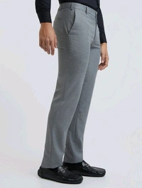 Dolly Fashion  Grey Structure Slim Fit Polyester Blend Trouser - 32