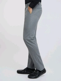 Dolly Fashion  Grey Structure Slim Fit Polyester Blend Trouser - 32