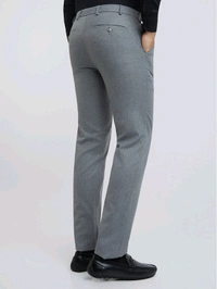 Dolly Fashion  Grey Structure Slim Fit Polyester Blend Trouser - 32
