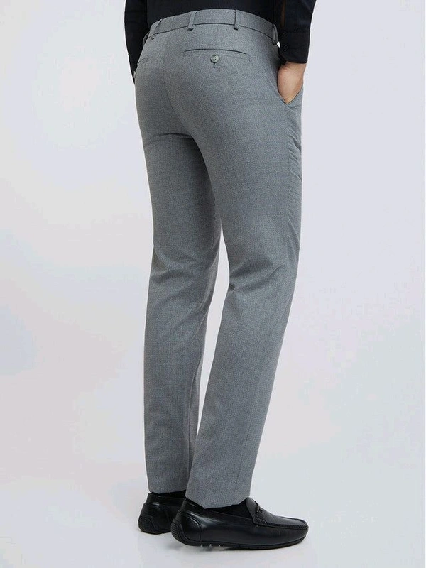 Dolly Fashion  Grey Structure Slim Fit Polyester Blend Trouser - 32