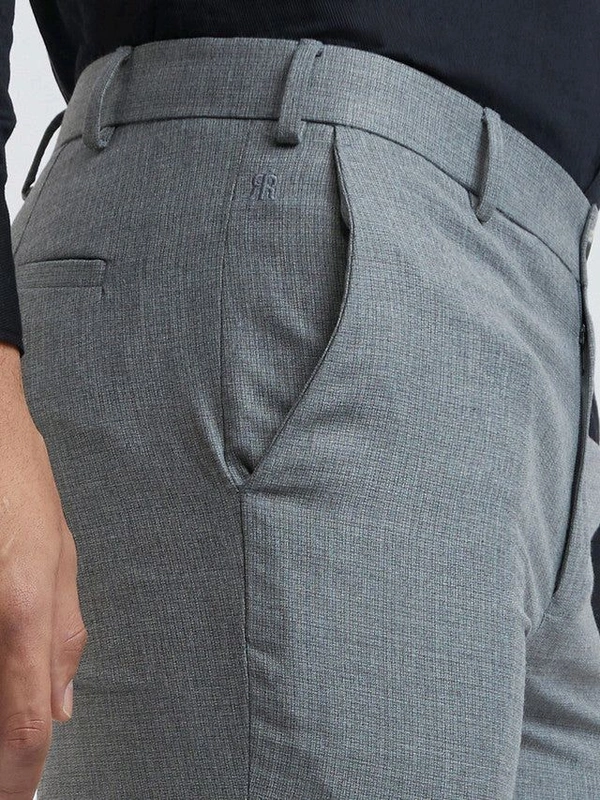 Dolly Fashion  Grey Structure Slim Fit Polyester Blend Trouser - 32