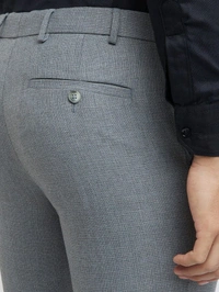 Dolly Fashion  Grey Structure Slim Fit Polyester Blend Trouser - 32