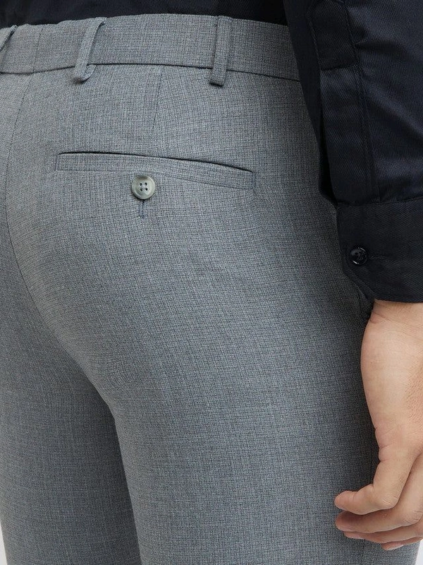 Dolly Fashion  Grey Structure Slim Fit Polyester Blend Trouser - 32