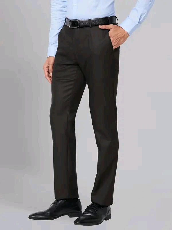 Dolly Fashion  Men Brown Slim Fit Solid Polyester Blend Trouser - 28