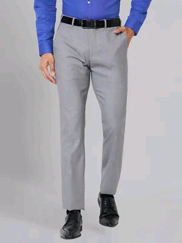 Dolly Fashion  Grey Slim Fit Solid Polyester Blend Trouser - 28