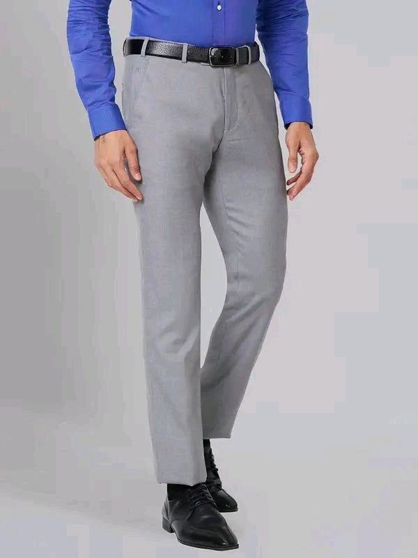 Dolly Fashion  Grey Slim Fit Solid Polyester Blend Trouser - 28