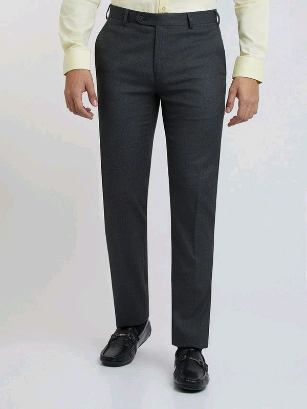 Dolly Fashion  Men Dark Grey Slim Fit Solid Polyester Blend Trouser - 38