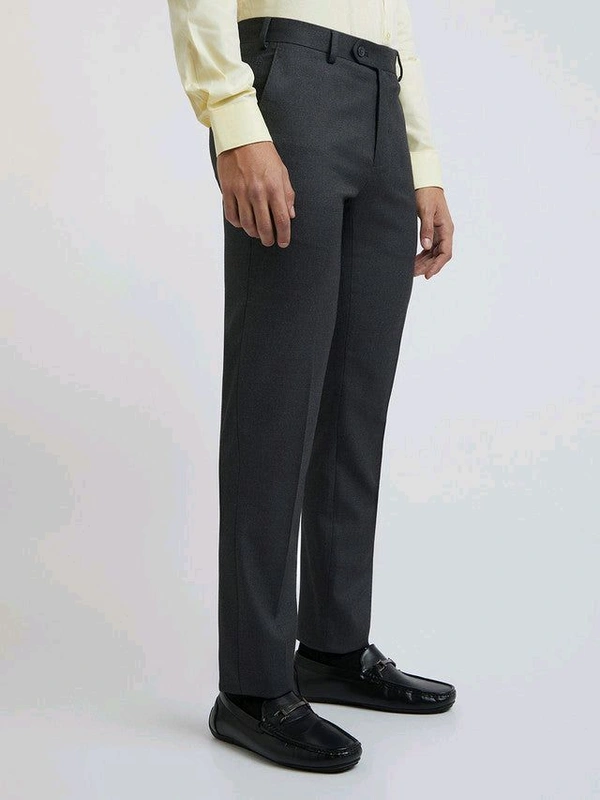 Dolly Fashion  Men Dark Grey Slim Fit Solid Polyester Blend Trouser - 38