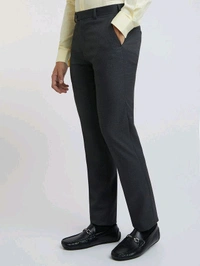 Dolly Fashion  Men Dark Grey Slim Fit Solid Polyester Blend Trouser - 38