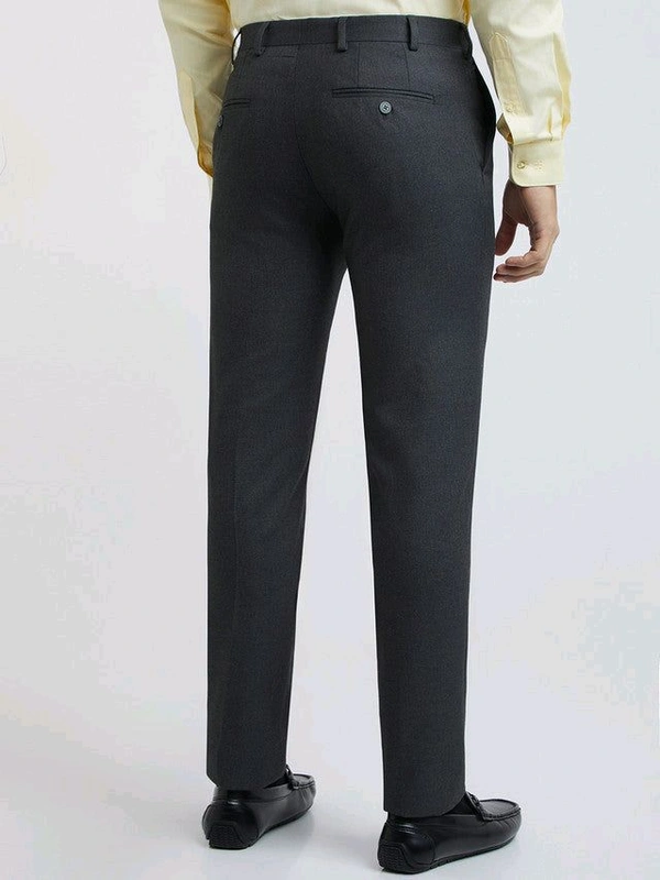 Dolly Fashion  Men Dark Grey Slim Fit Solid Polyester Blend Trouser - 38
