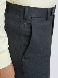 Dolly Fashion  Men Dark Grey Slim Fit Solid Polyester Blend Trouser - 38