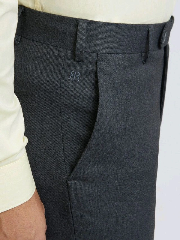 Dolly Fashion  Men Dark Grey Slim Fit Solid Polyester Blend Trouser - 38
