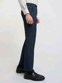Dolly Fashion  Men Blue Smart Fit Structure Polyester Blend Trouser - 38