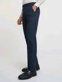 Dolly Fashion  Men Blue Smart Fit Structure Polyester Blend Trouser - 38