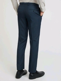 Dolly Fashion  Men Blue Smart Fit Structure Polyester Blend Trouser - 38