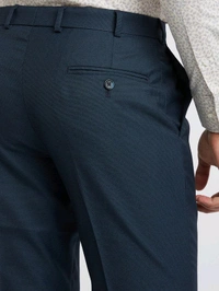Dolly Fashion  Men Blue Smart Fit Structure Polyester Blend Trouser - 38