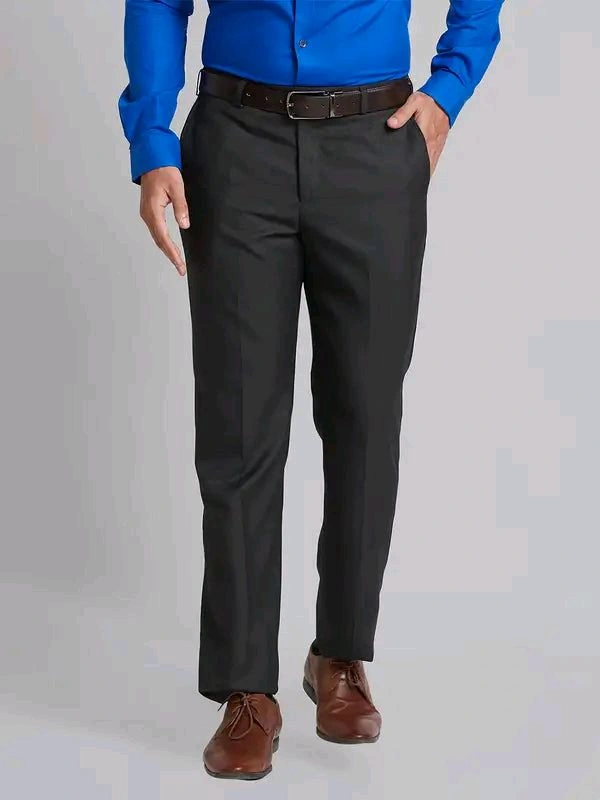 Dolly Fashion  Men Brown Smart Fit Structure Polyester Blend Trouser - 34