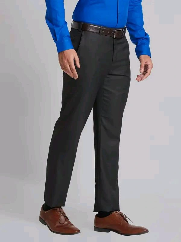 Dolly Fashion  Men Brown Smart Fit Structure Polyester Blend Trouser - 34