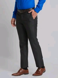 Dolly Fashion  Men Brown Smart Fit Structure Polyester Blend Trouser - 34