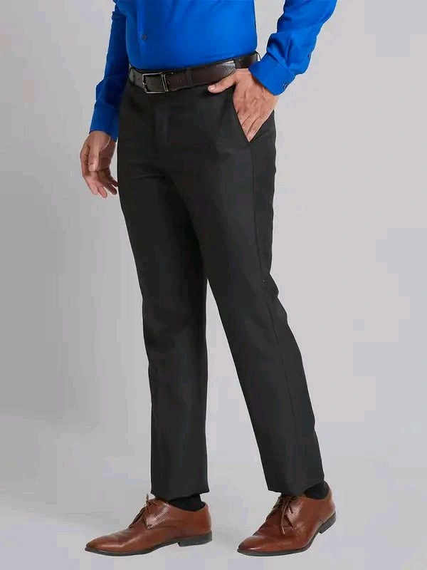 Dolly Fashion  Men Brown Smart Fit Structure Polyester Blend Trouser - 34