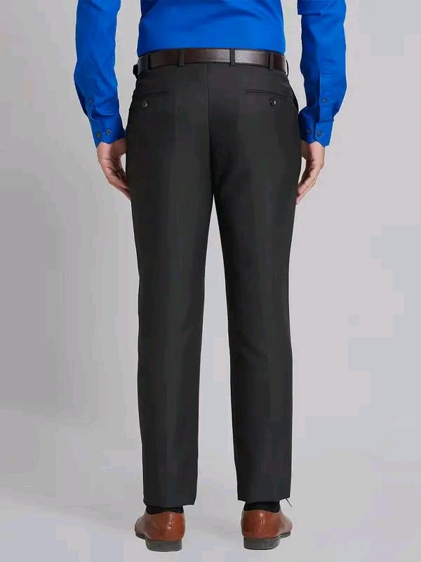 Dolly Fashion  Men Brown Smart Fit Structure Polyester Blend Trouser - 34