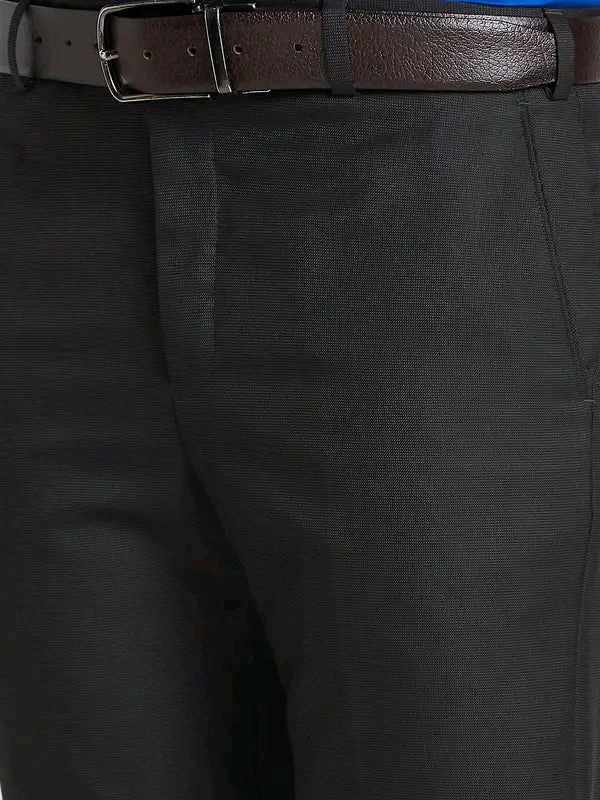 Dolly Fashion  Men Brown Smart Fit Structure Polyester Blend Trouser - 34