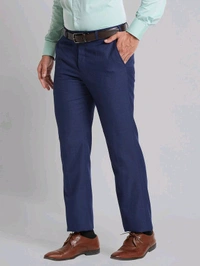 Dolly Fashion  Men Blue Checks Smart Fit Polyester Blend Trouser - 28