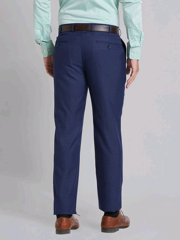 Dolly Fashion  Men Blue Checks Smart Fit Polyester Blend Trouser - 28