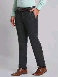 Dolly Fashion  Men Dark Grey Smart Fit Checks Polyester Blend Trouser - 36
