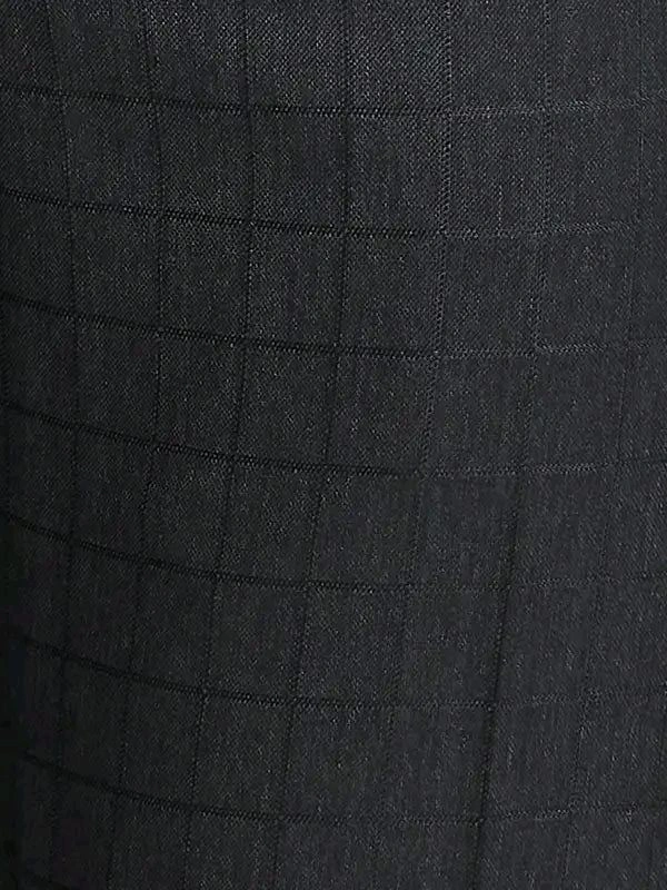 Dolly Fashion  Men Dark Grey Smart Fit Checks Polyester Blend Trouser - 36
