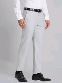 Dolly Fashion  Men Grey Smart Fit Checks Polyester Blend Trouser - 30