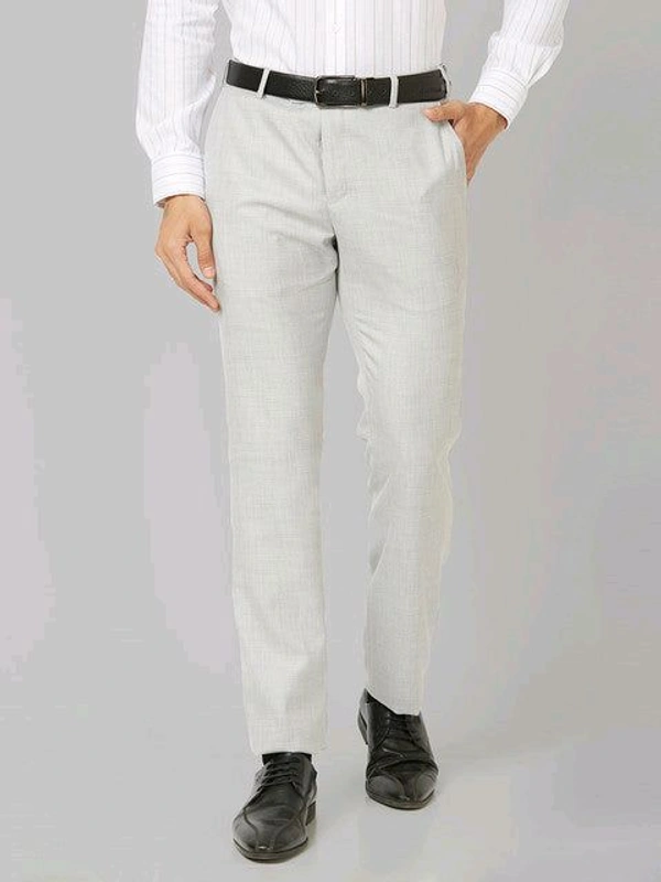 Dolly Fashion  Men Off White Solid Slim Fit Polyester Blend Trouser - 30