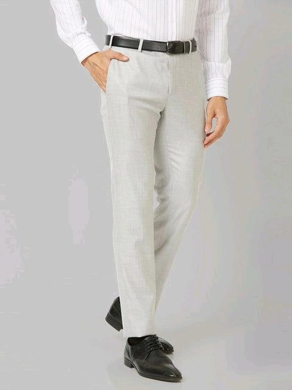 Dolly Fashion  Men Off White Solid Slim Fit Polyester Blend Trouser - 30