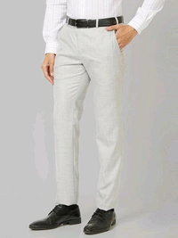 Dolly Fashion  Men Off White Solid Slim Fit Polyester Blend Trouser - 30