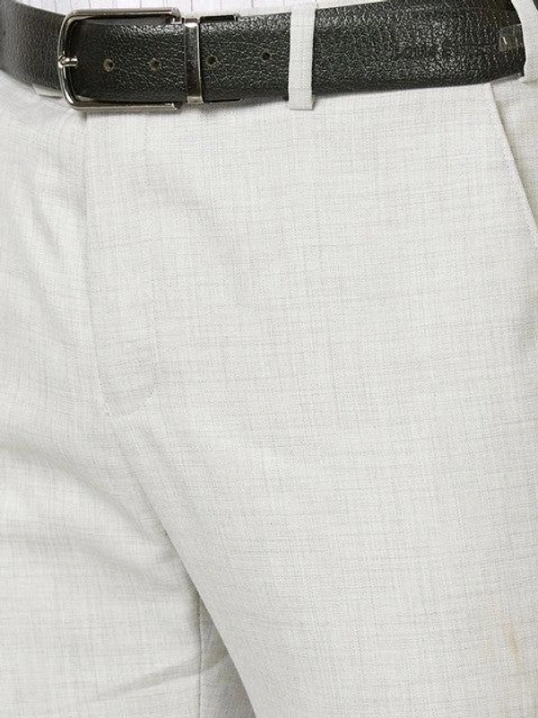 Dolly Fashion  Men Off White Solid Slim Fit Polyester Blend Trouser - 30