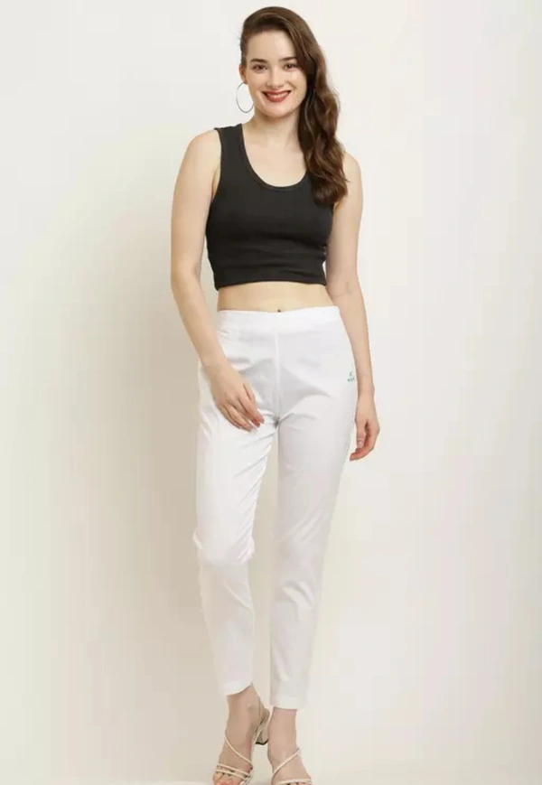 Neha Collection Women's Lycra Casual Cotton Jeggings Pant - White, XL