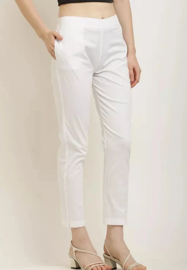 Neha Collection Women's Lycra Casual Cotton Jeggings Pant - White, XL