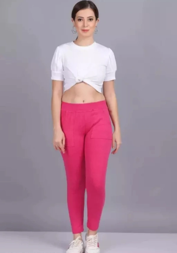 Neha Collection Fashionable Women's Pocket Jeggings - Pink, Free Size