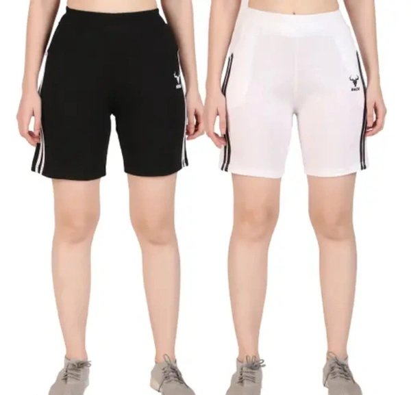 Neha Collection Trendy Shorts For Women ( Pack Of 2) - Black, L