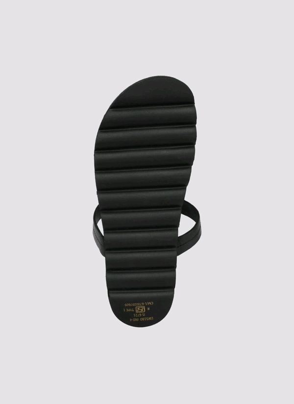 Women’s Black Platform Flip-Flop Sandals with Floral Detail - Ind8