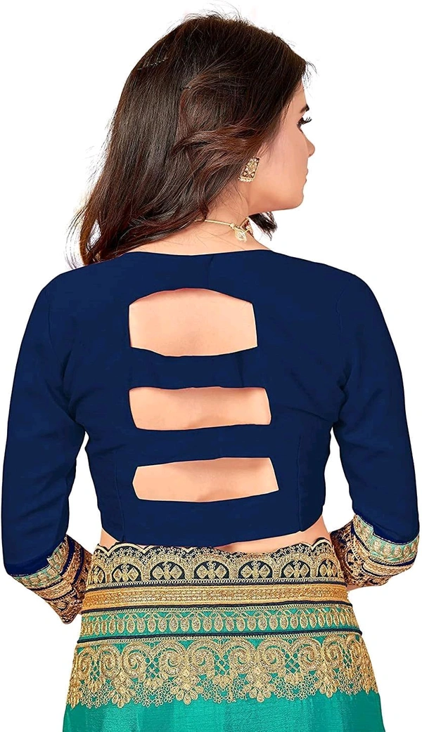 Teal & Navy Blue Embroidered Traditional Saree with Blouse