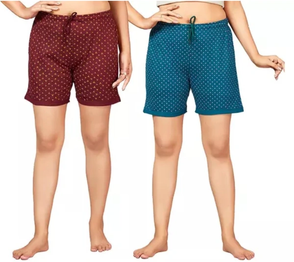 Neha Collection  Women's Cotton Shorts - Teal, XL